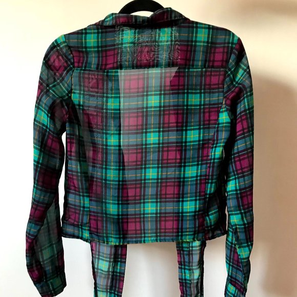 Target Ali and Kris Multicolour Collared Plaid Front Tie Blouse - Picture 3 of 4